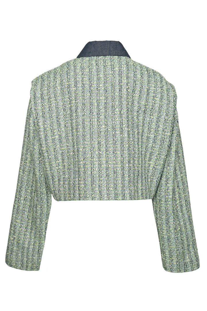 Maje Size 40 Contrast Tweed Cropped Jacket