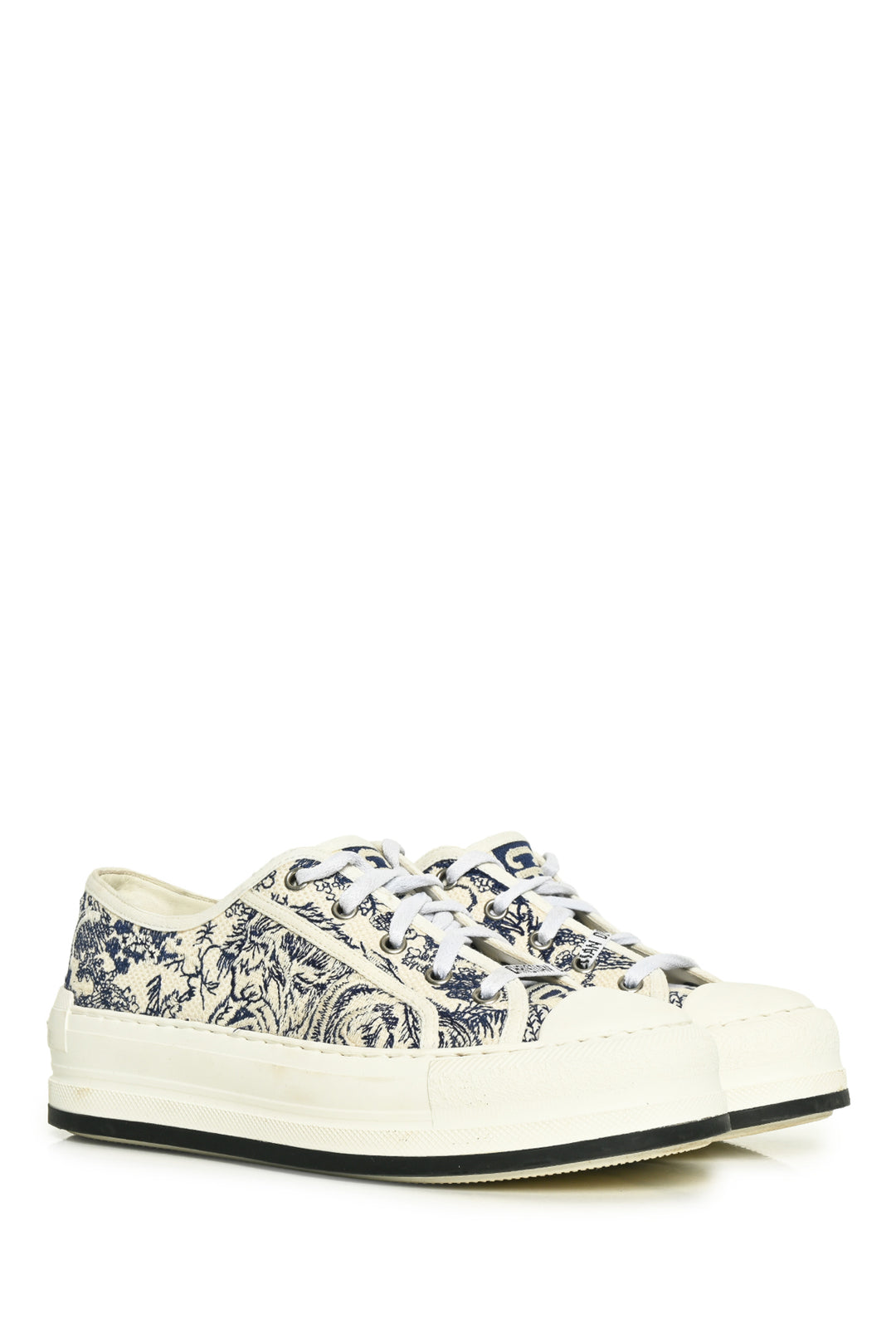 Christian Dior Size 38 Toile de Jouy Embroidered Canvas Walk'n'Dior PlatfSneaker