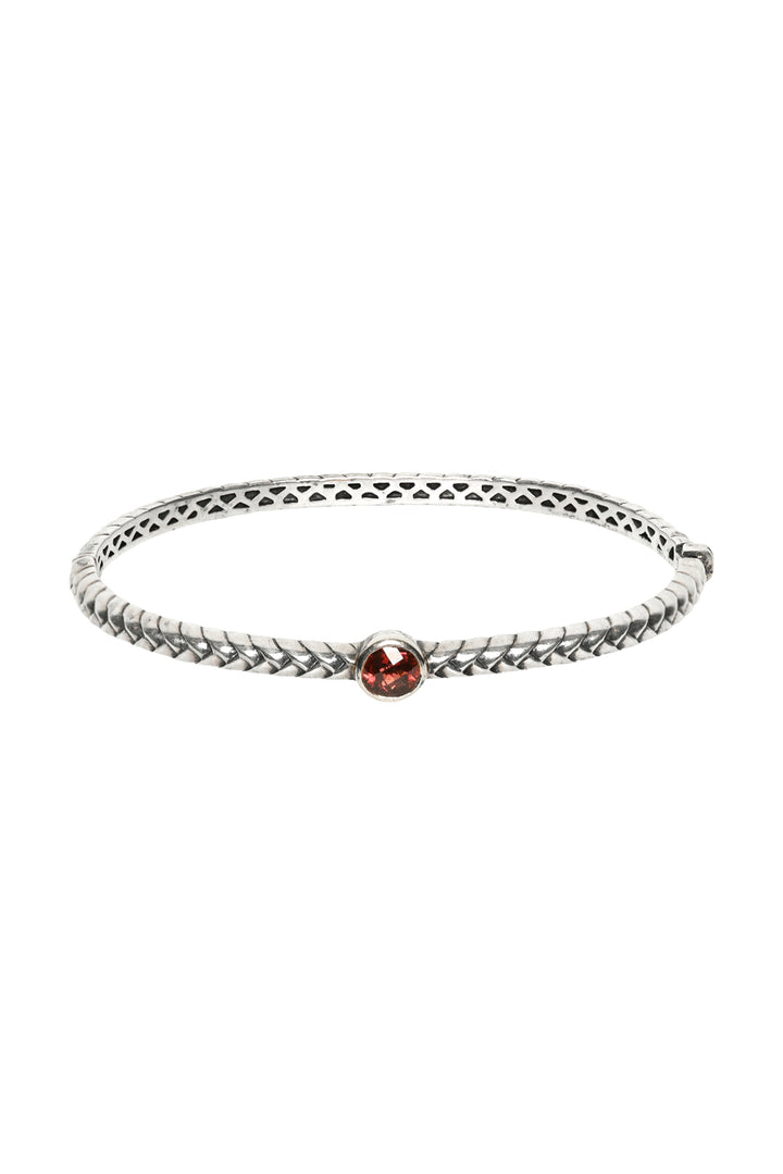 T&C Town & Country Sterling Silver & 14K Gold Garnet Bangle Bracelet