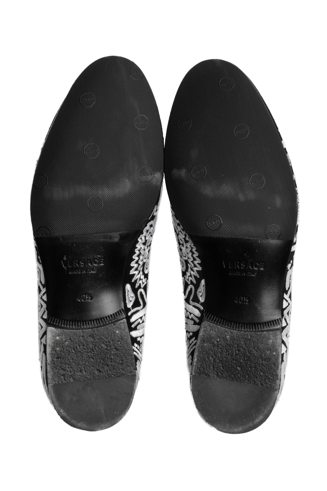 Versace Size 40.5 Men's Embroidered Medusa Satin Slippers