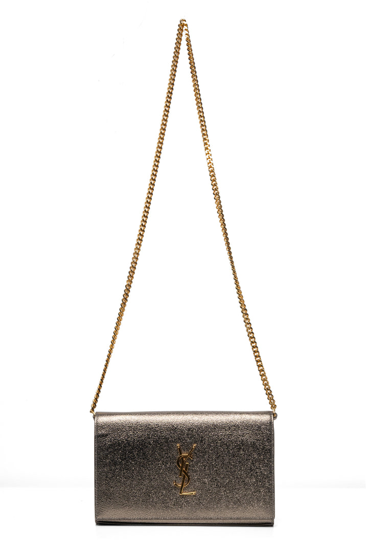Saint Laurent 2016 Metallic Leather Kate Chain Wallet Crossbody