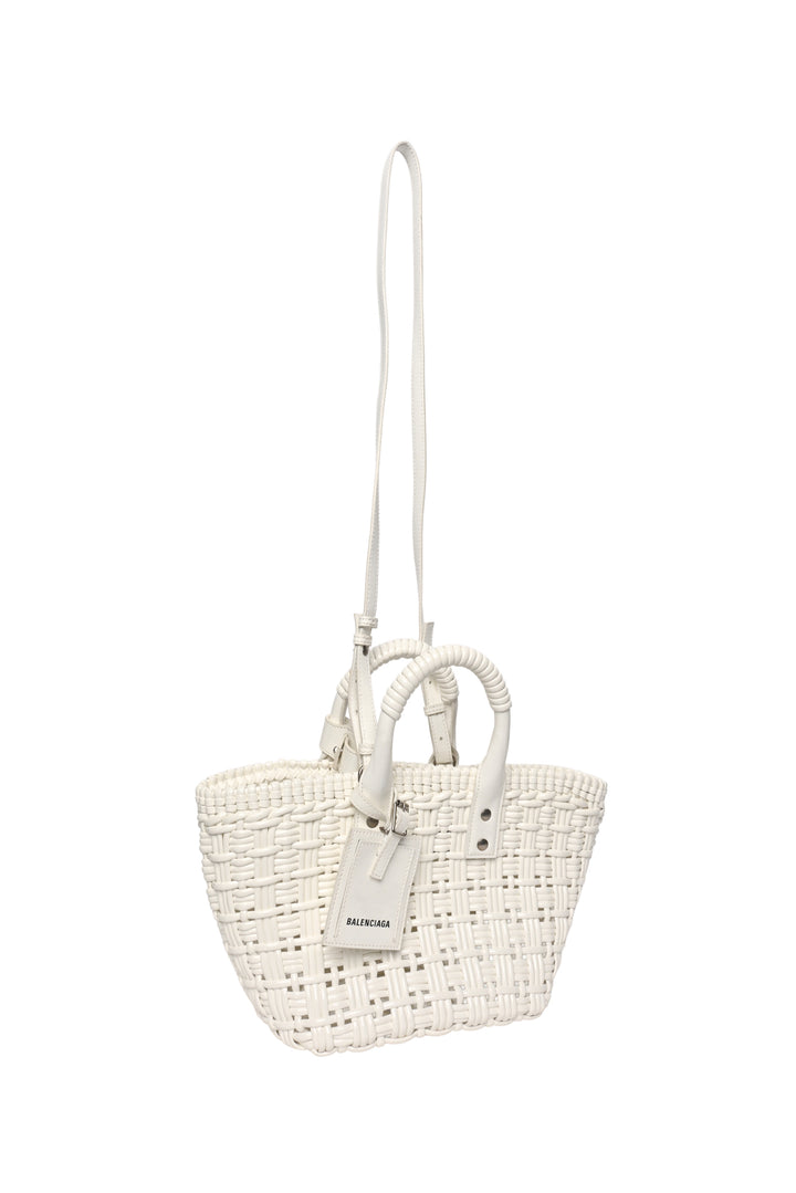 Balenciaga Bistro XS Woven Faux Leather Basket Bag Tote