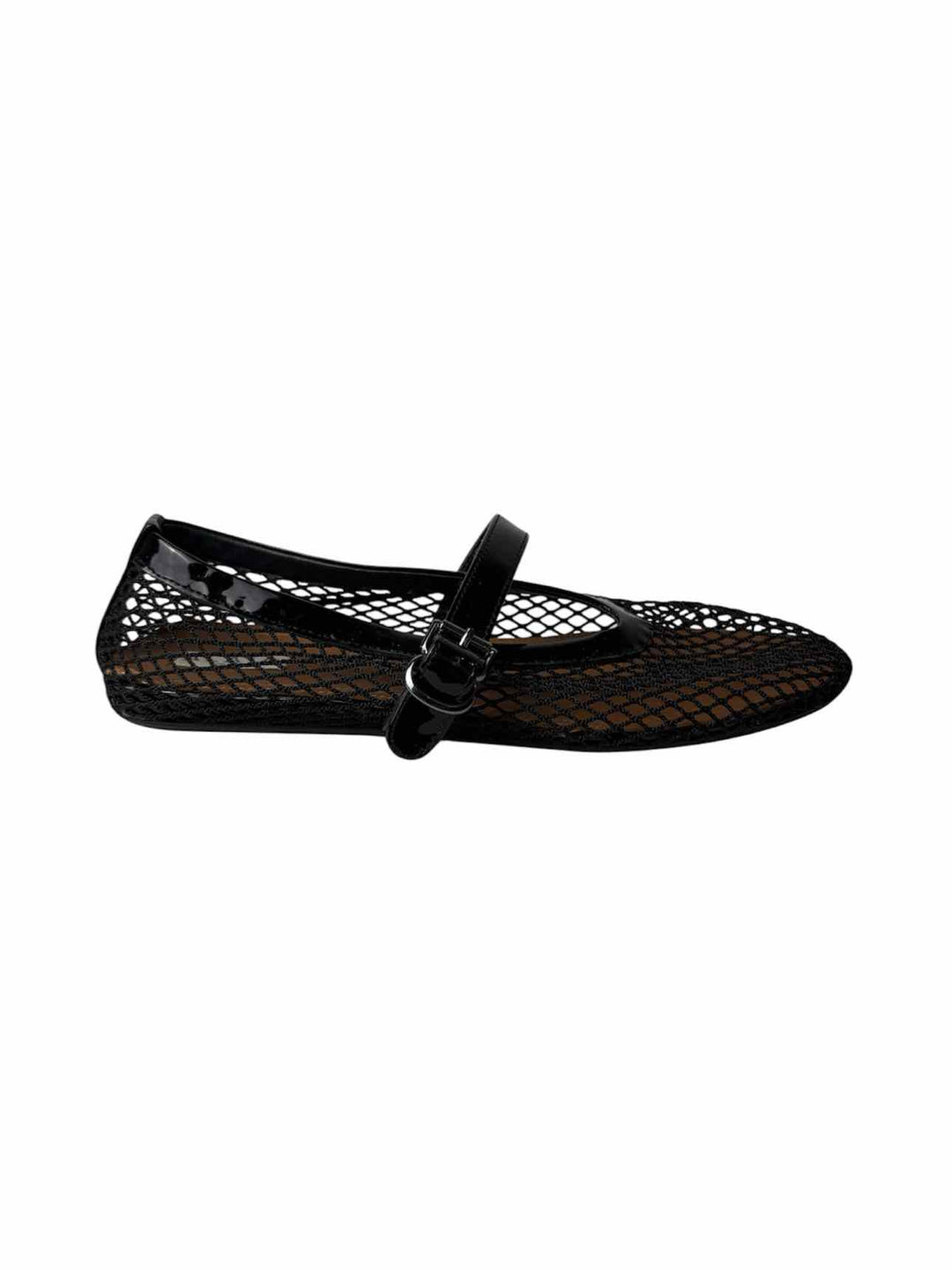 Alaia Size 40 Black Fishnet Ballerina Flats