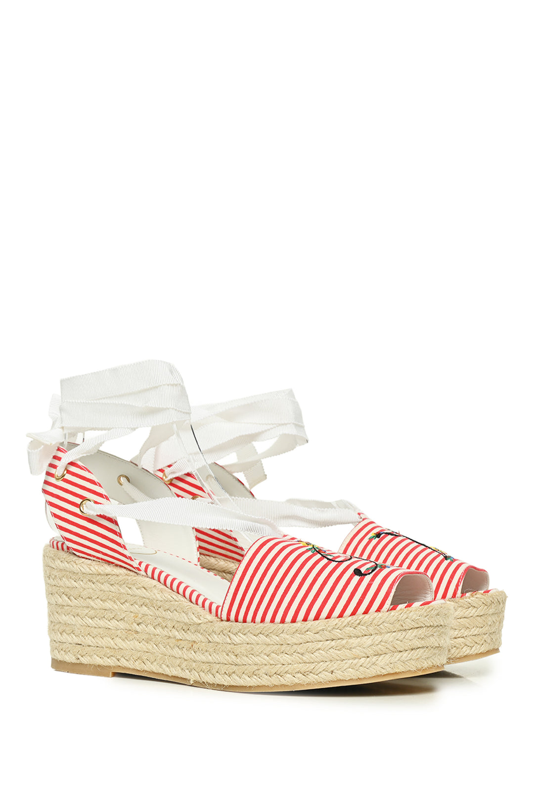 Roger Vivier Size 36.5 Blooming RV Embroidered Open Toe Espadrille Wedges