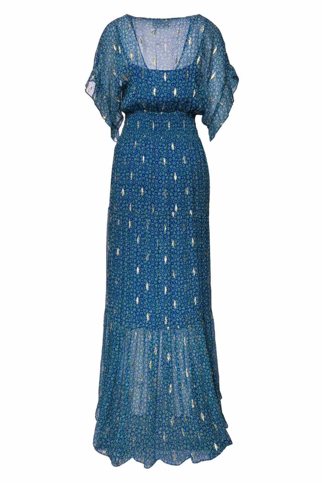 BA&SH Size 8 Metallic Jacquard Silk Mela Dress