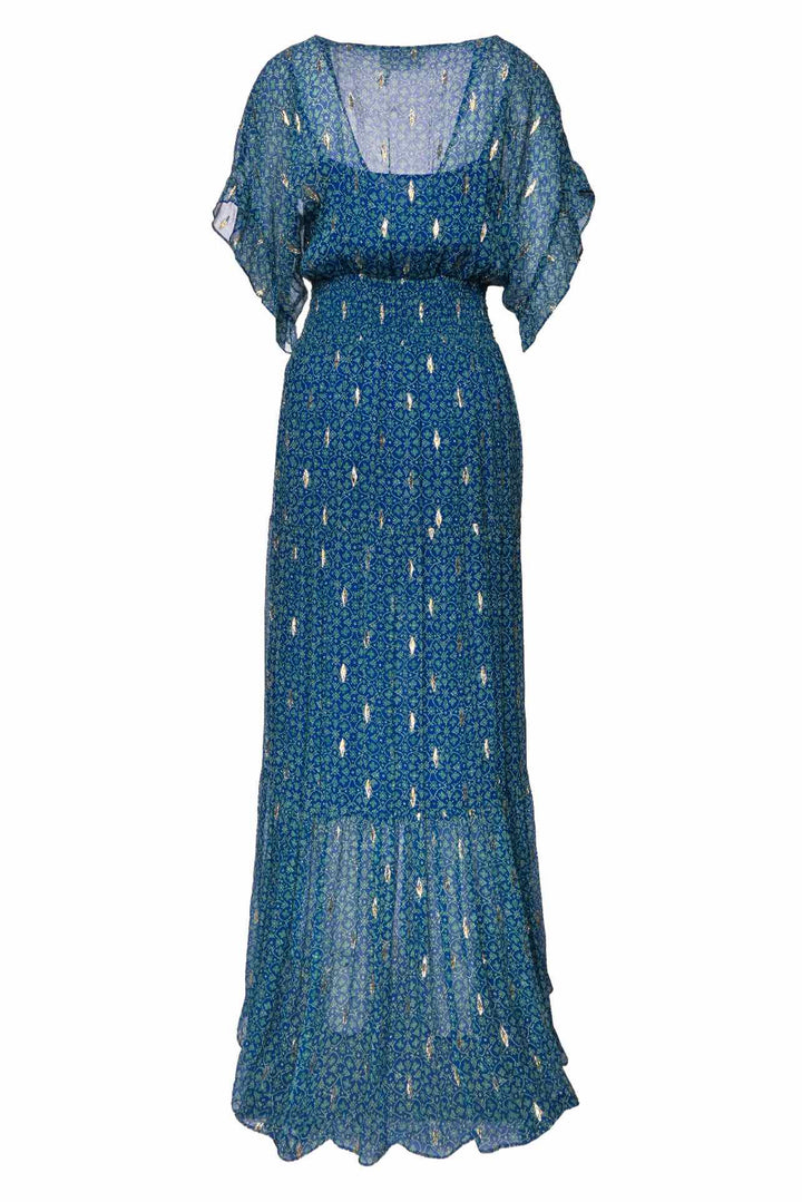 BA&SH Size 8 Metallic Jacquard Silk Mela Dress