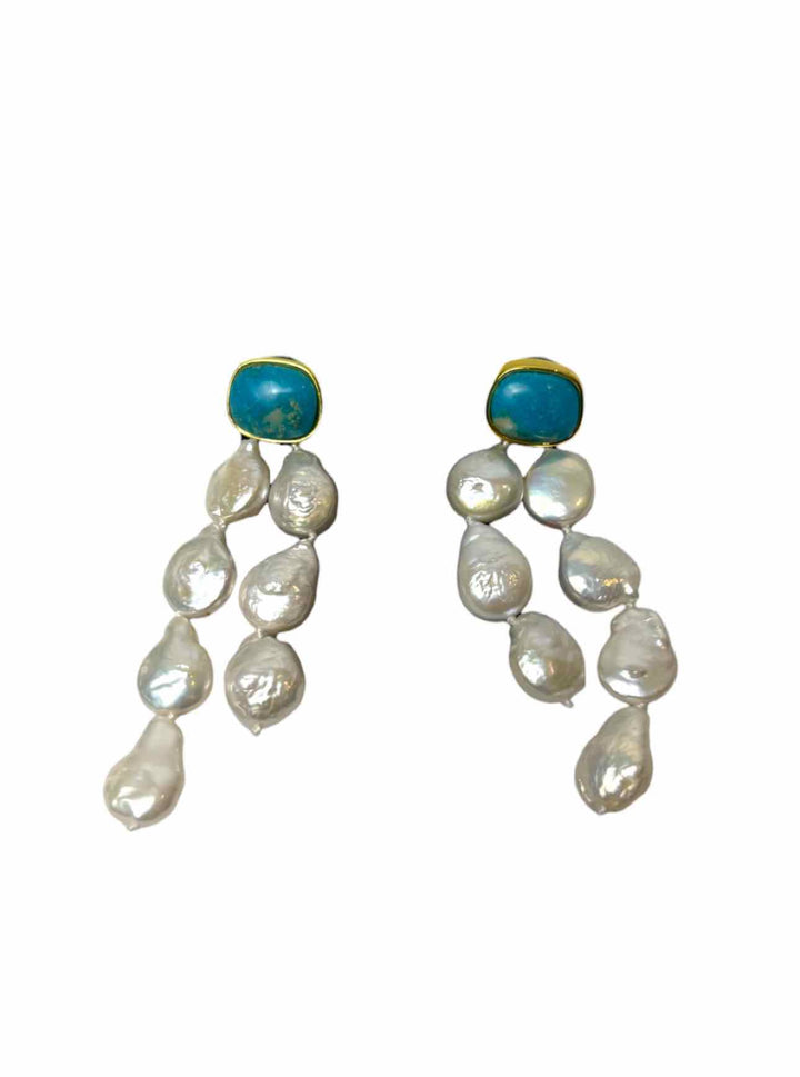 Lizzie Fortunato Turquoise and Pearl  Earrings
