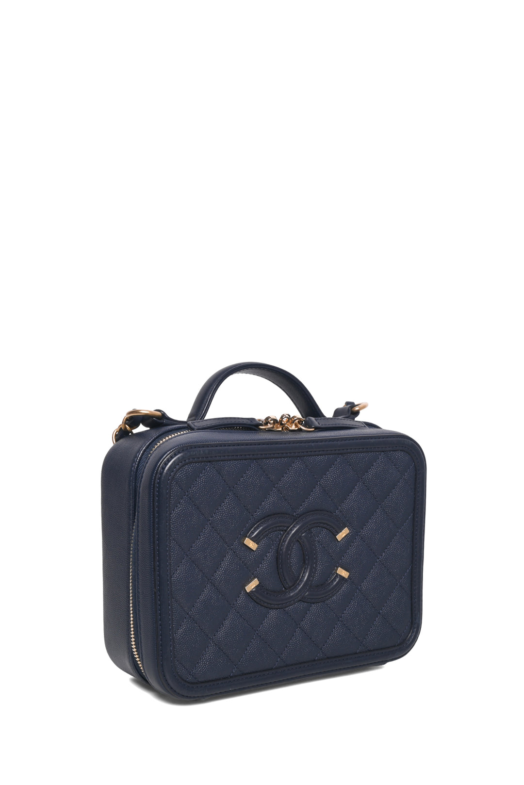 Chanel 2018-2019 Quilted Caviar Medium Filigree Vanity Case Shoulder Bag