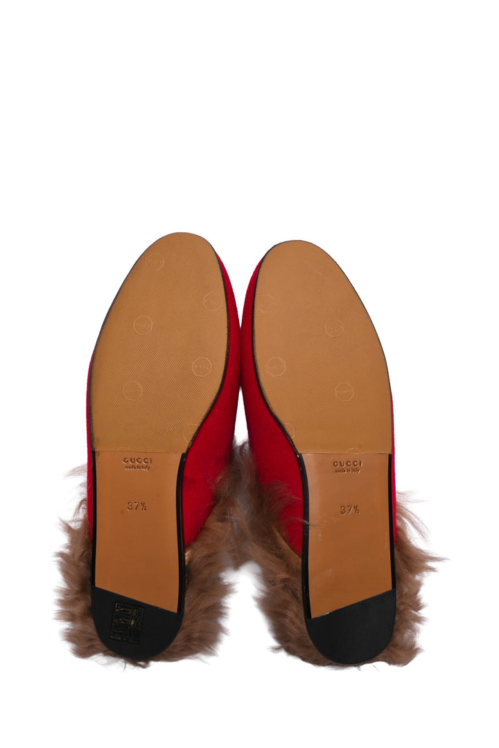 Gucci Size 37.5 Felt Fur 100th Anniversay Princetown Mule
