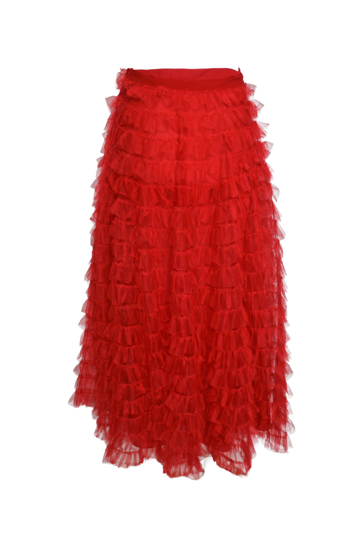 Christian Dior Size 6 Ruffle Tulle Midi Skirt