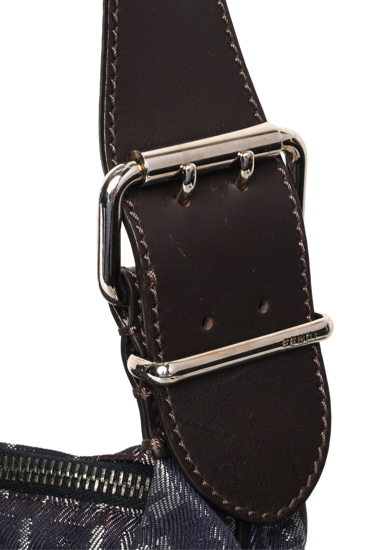 Fendi Zucchino Denim Oyster Shoulder Bag