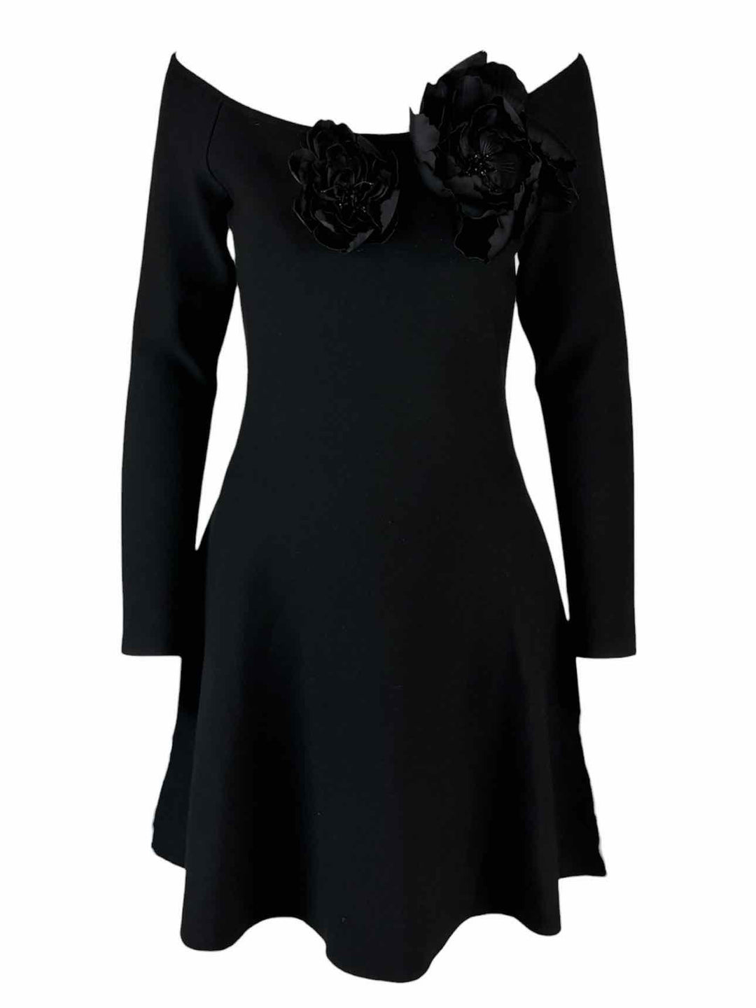 Oscar De La Renta Size M Floral Appliqued Off-the-Shoulder Mini Dress