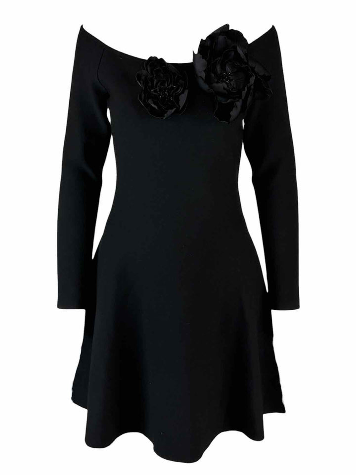 Oscar De La Renta Size M Floral Appliqued Off-the-Shoulder Mini Dress