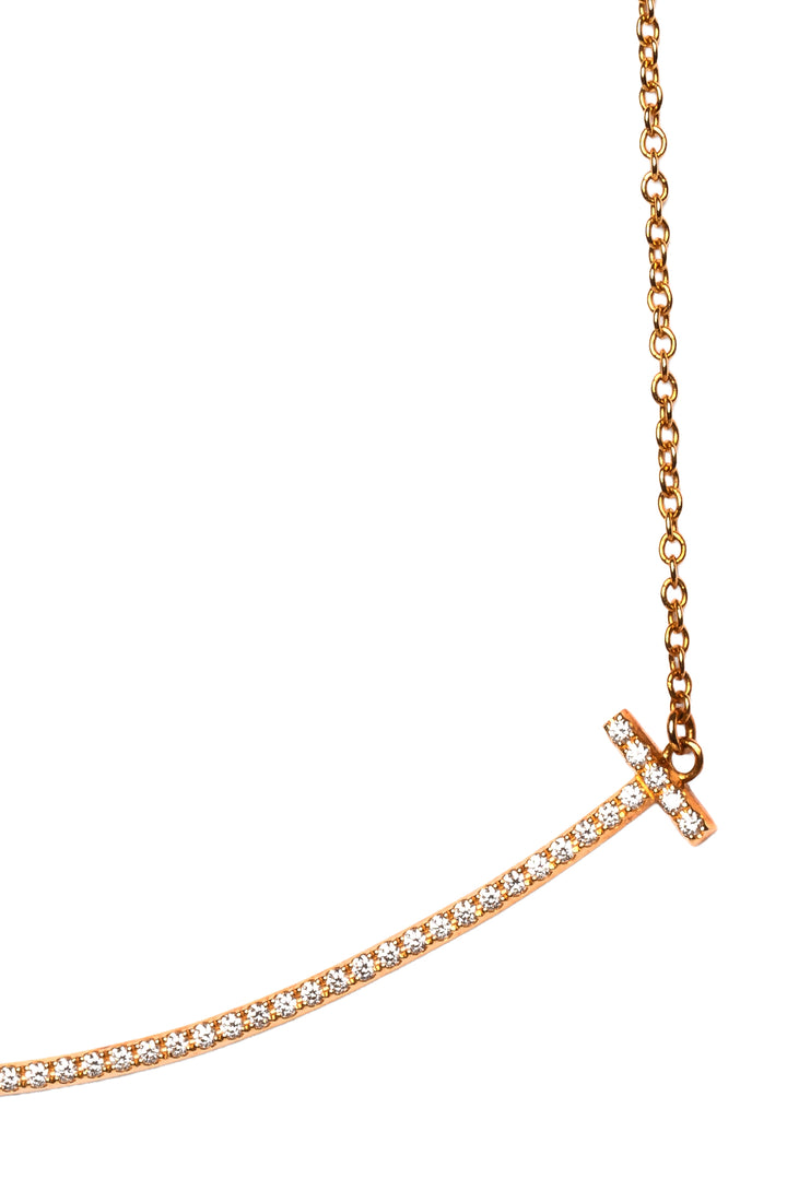 Tiffany & Co 18K Yellow Gold Large T Smile Diamond Necklace