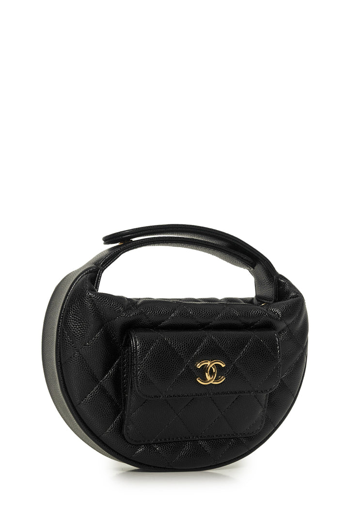 Chanel Caviar Quilted Polly Pocket Pouch Hobo