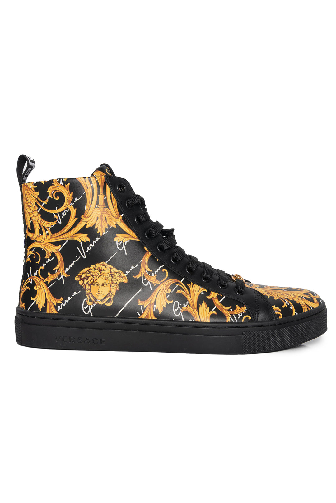 Versace Size 43 High Top Vitello Barocco Signature Men's