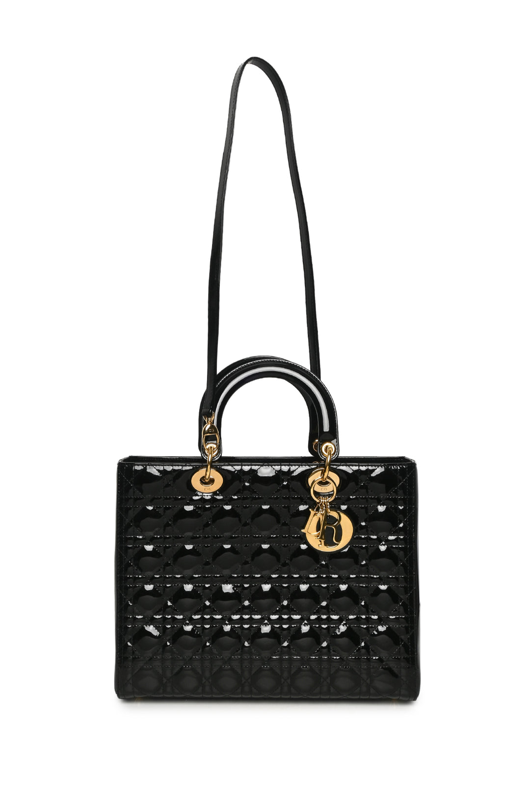 Dior 2012 Cannage Patent Leather Large Lady Dior Tote