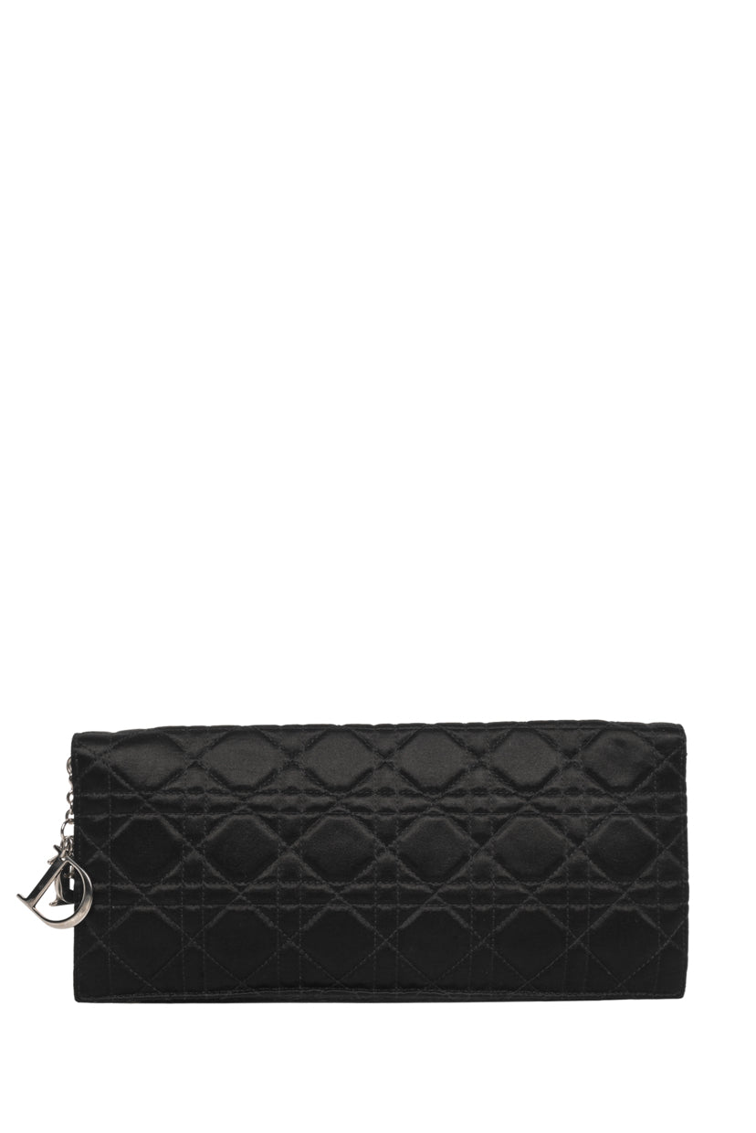 Dior Cannage Quilted Satin Chain Pochette Clutch
