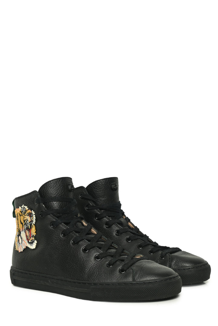 Mens Shoe Size 7 Gucci Men's Leather Tiger Patch High Top Sneakers
