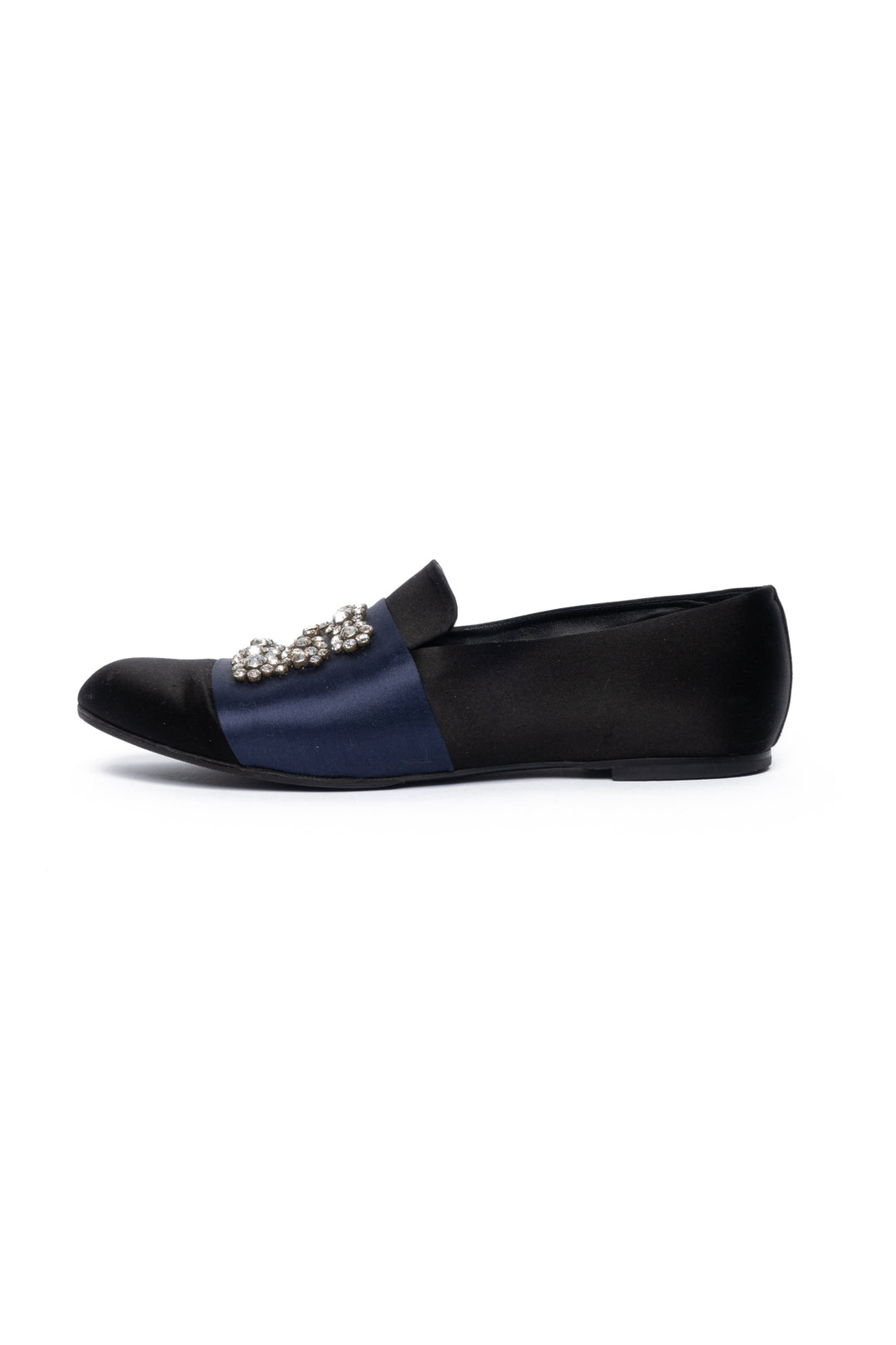 Roger Vivier Size 38.5 Crystal Embellished Satin Flats