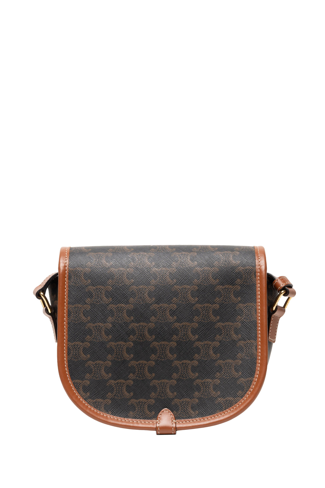 Celine 2021 Calfskin Leather & Triomphe Coated Canvas Medium Folco Crossbody