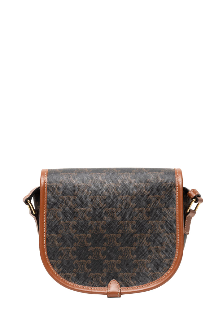 Celine 2021 Calfskin Leather & Triomphe Coated Canvas Medium Folco Crossbody
