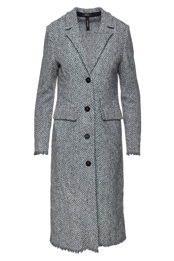 Marccain Size 1 Virgin Wool-Blend Herringbone Raw Edge Coat