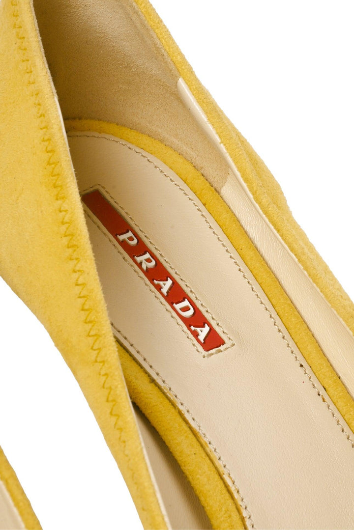 Prada Size 39 Suede Open Toe Pumps