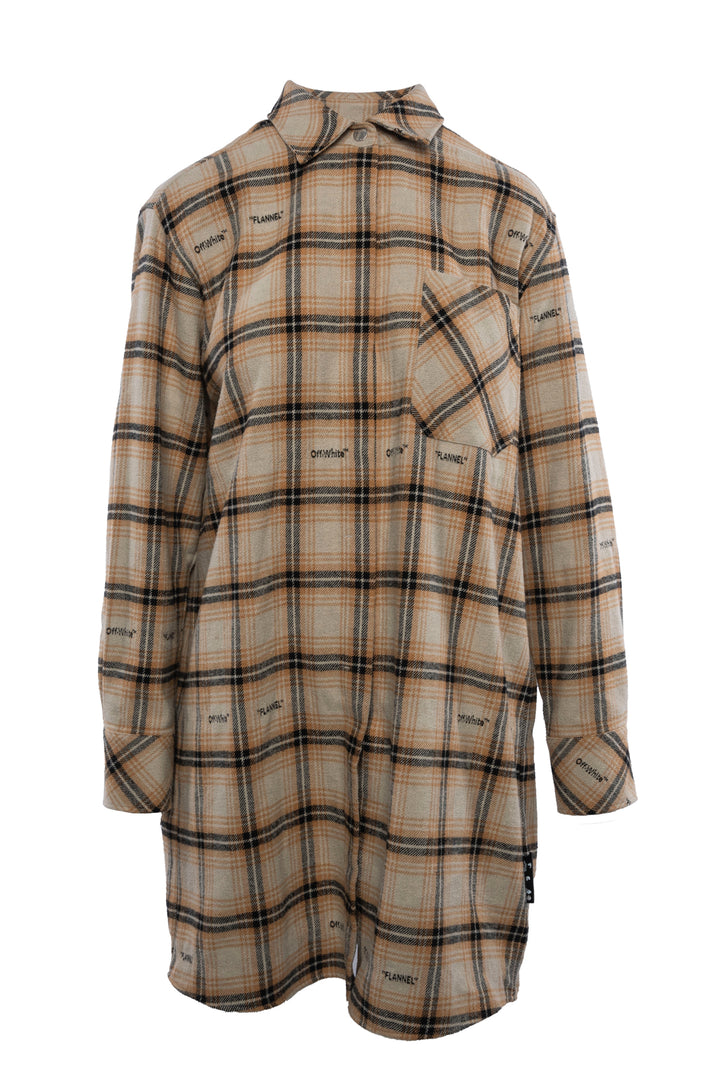 Off White Size 44 Logo Plaid Flannel Shirt Dress