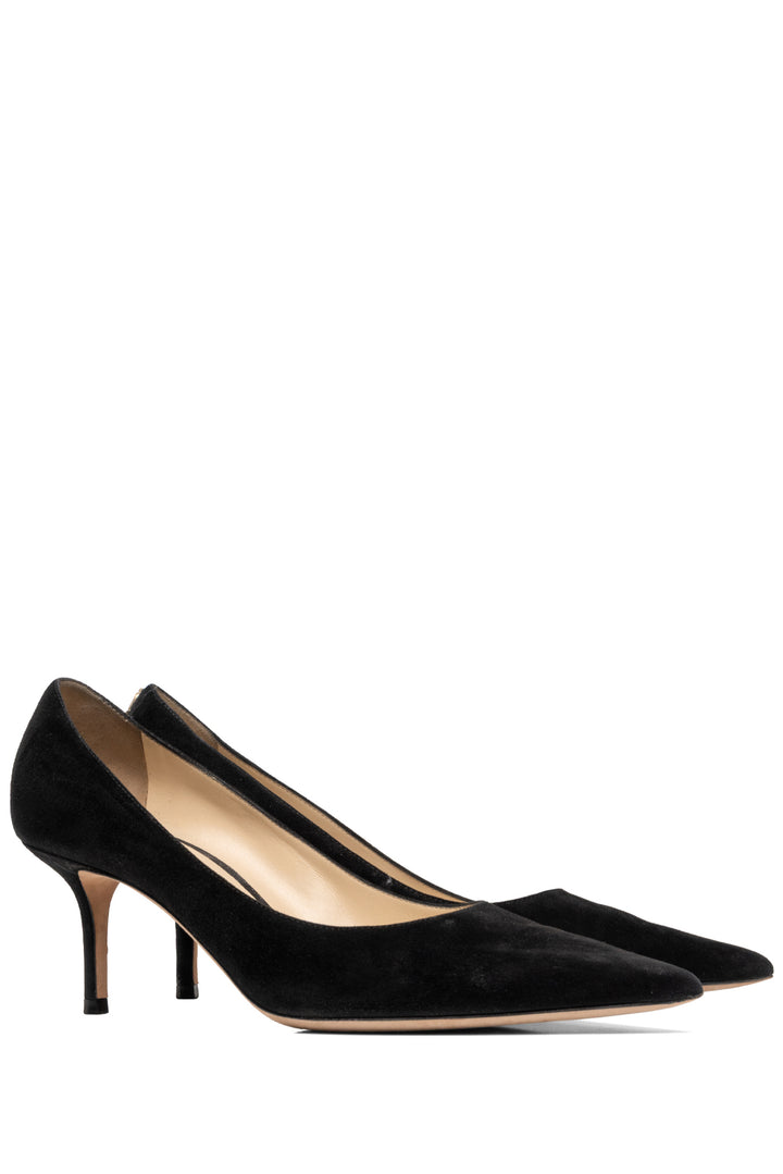 Jimmy Choo Size 38.5 Love 65 Black Suede Pointed Toe Pumps