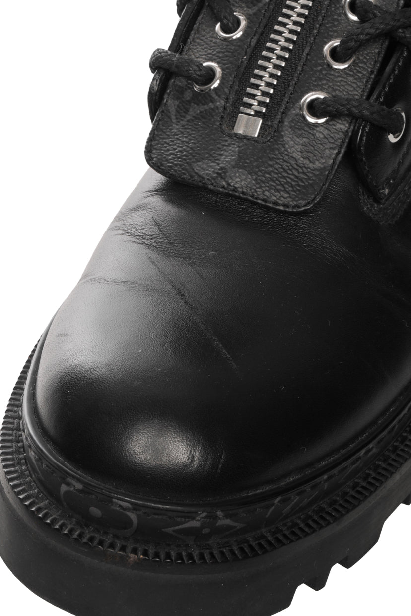 Men's Size 7.5 Louis Vuitton x Fragment Monogram Canvas & Leather Combat Boots