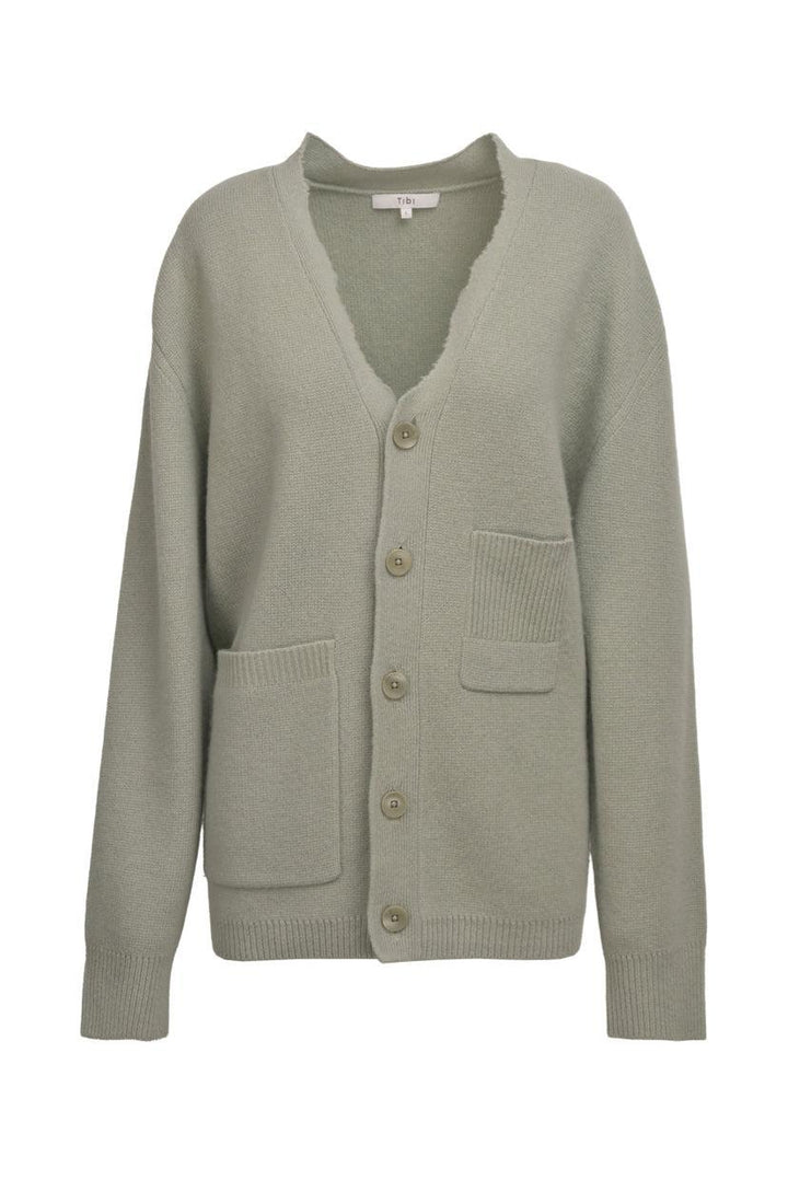 Tibi Size L Soft Lambswool Distressed Cardigan