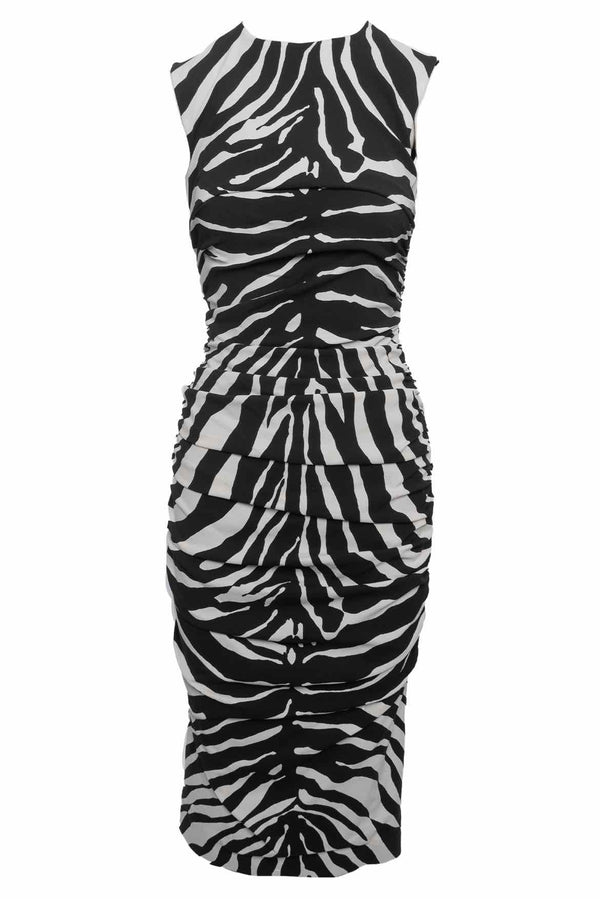 Dolce & Gabbana Size 42 Zebra Print Cady + Silk Dress