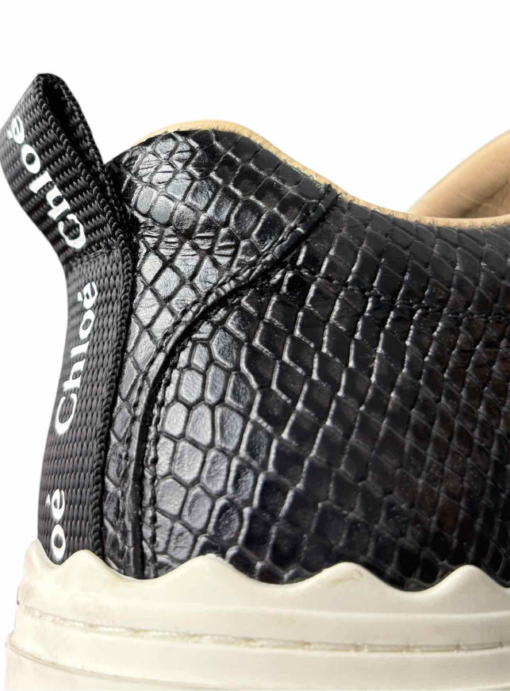 Chloe Size 37 Lauren Low-top Python-embossed Leathe Sneaker