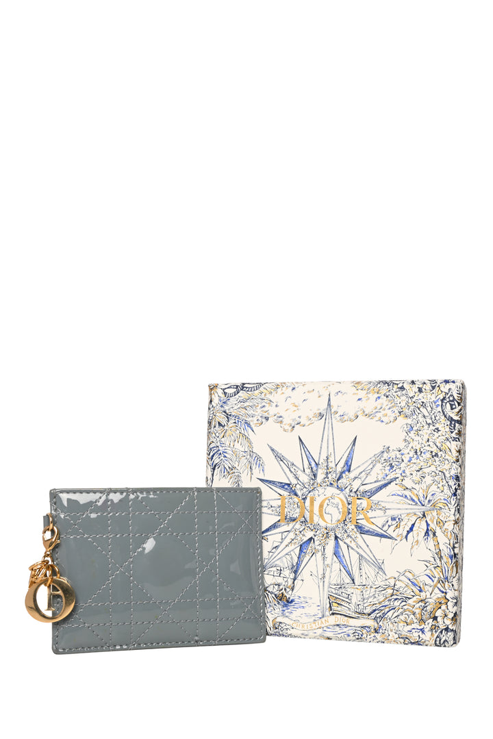Dior 2022 Patent Cannage Calfskin Card Holder