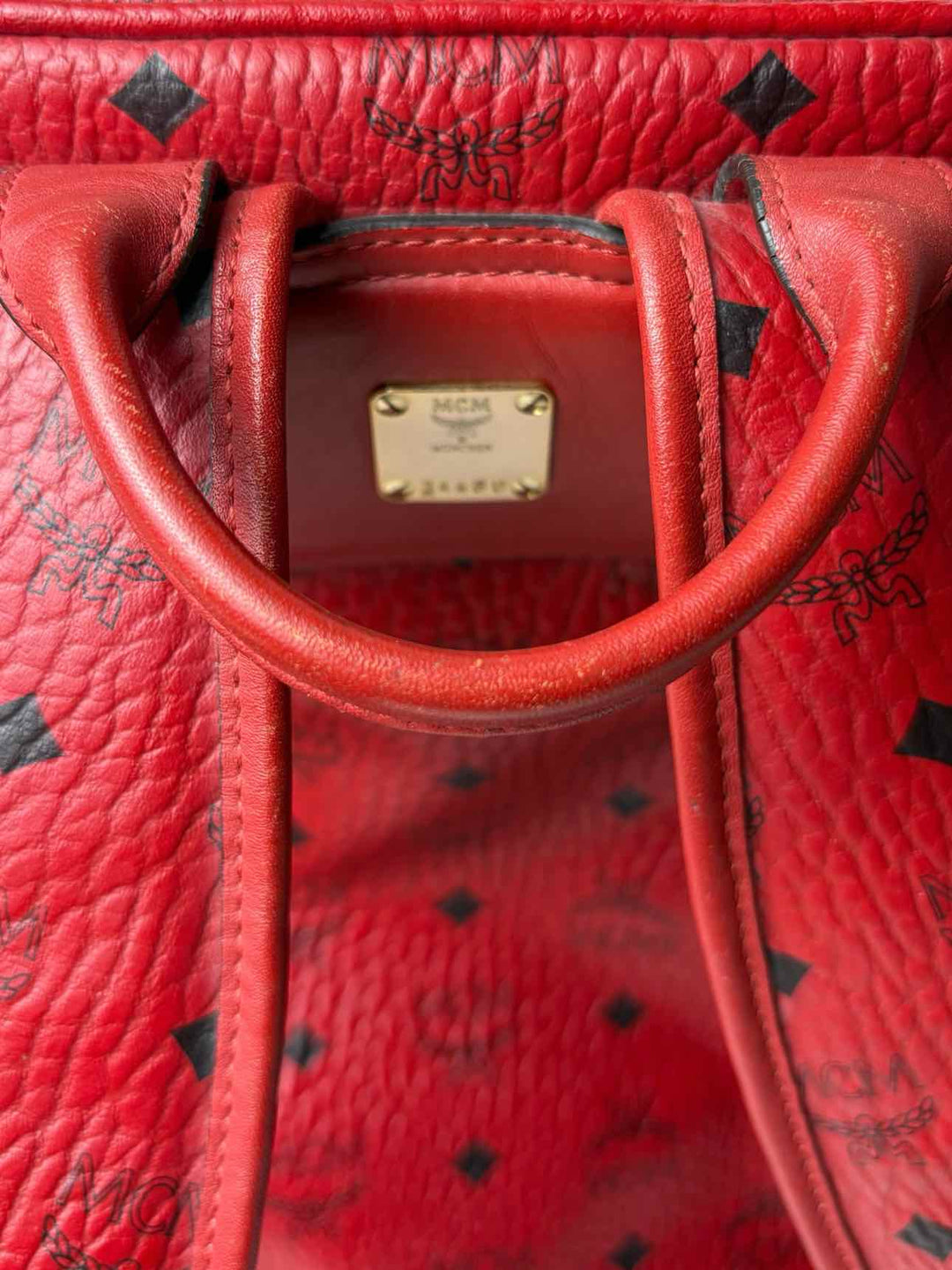 MCM Red Logo Leather BackPack