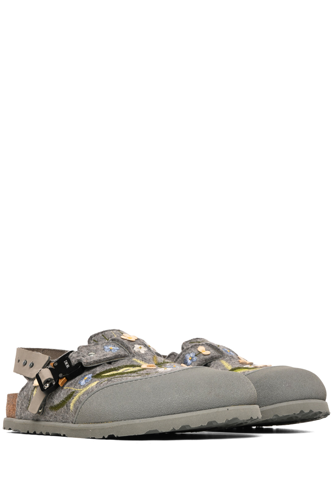 Dior x Birkenstock Size 9 Men's Tokio Felted Wool Floral Embroidered Mules