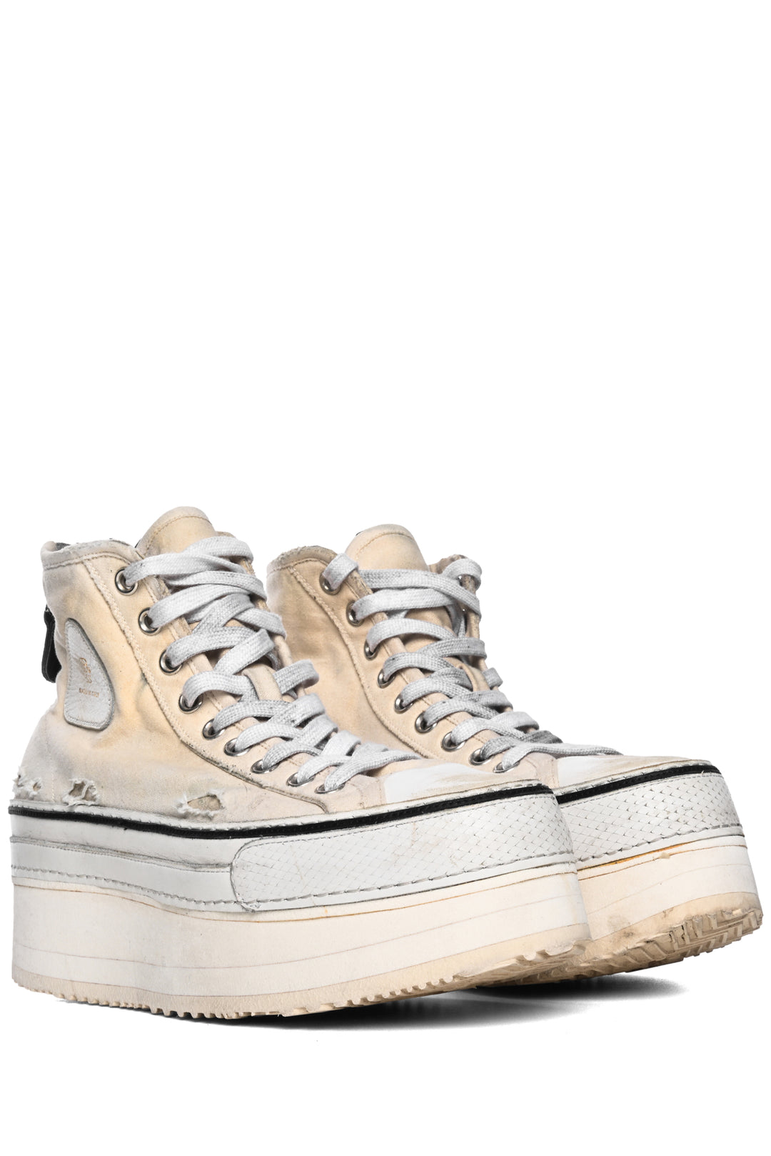 R13 Size 10 Courtney Platform High Top Distressed Sneaker