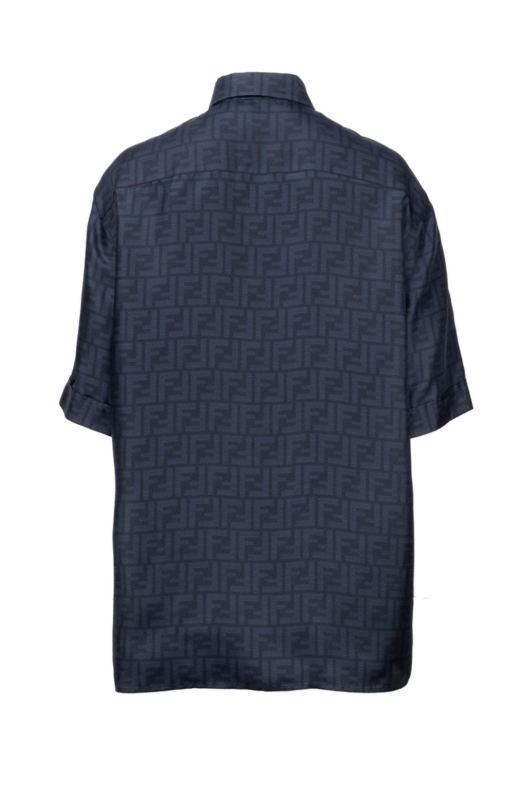 Fendi Size 39 Men's FF Motif Silk Shirt Short Sleeve