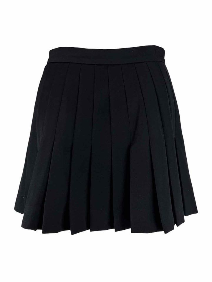 Alessandra Rich Size 36 Crystal Pleated Wool Mini Skirt