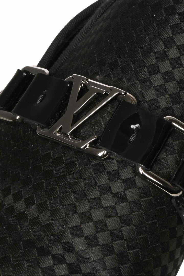 Louis Vuitton Size 9 Men's LV Plaque Satin Slip On Loafers