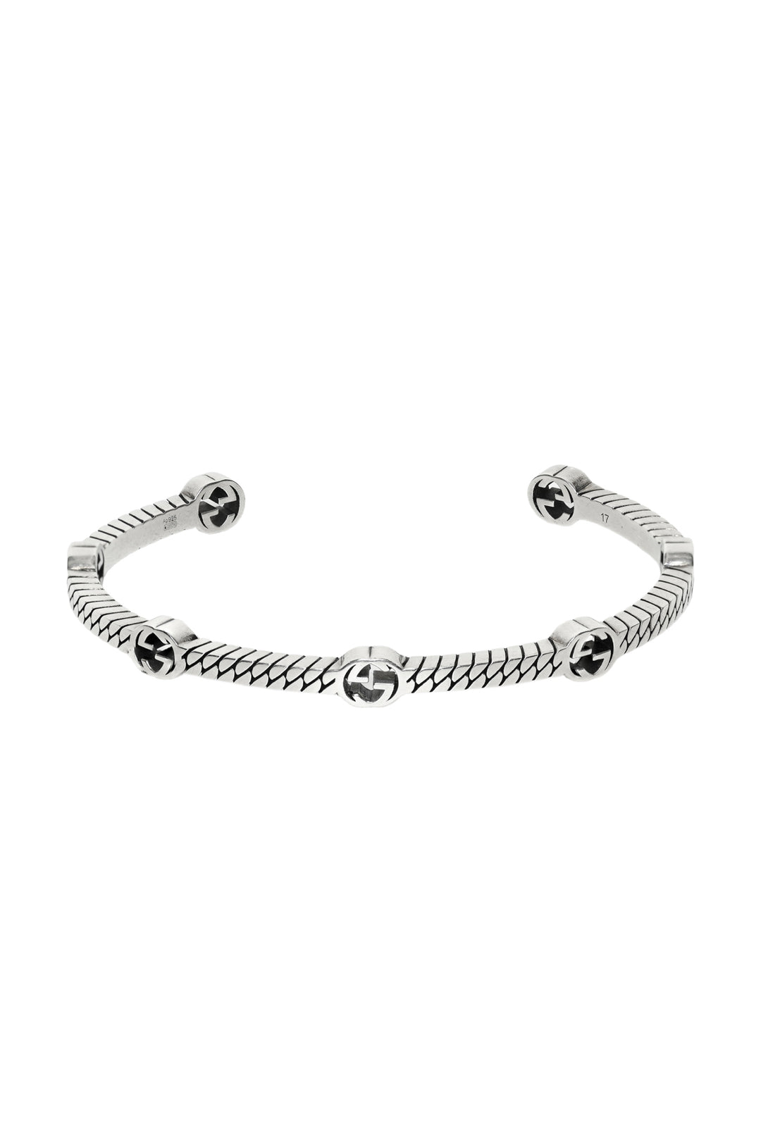 Gucci Sterling Silver Thin Interlocking G Cuff Bracelet