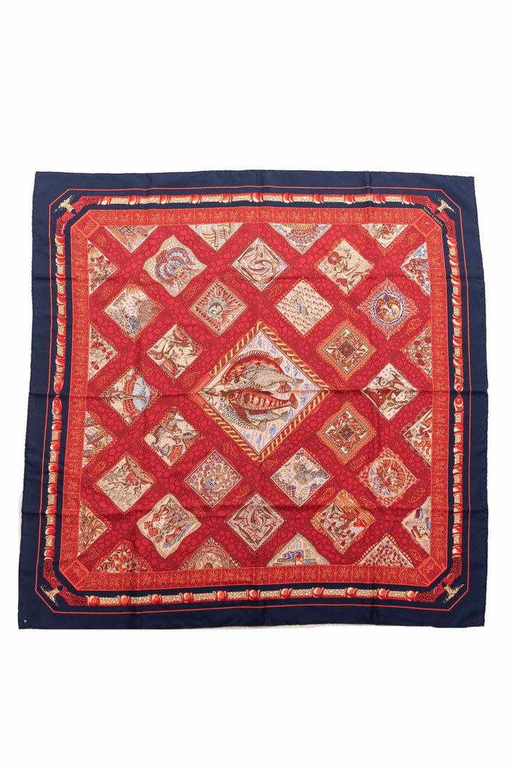 Hermes Mare Nostrum Print Silk Square Scarf