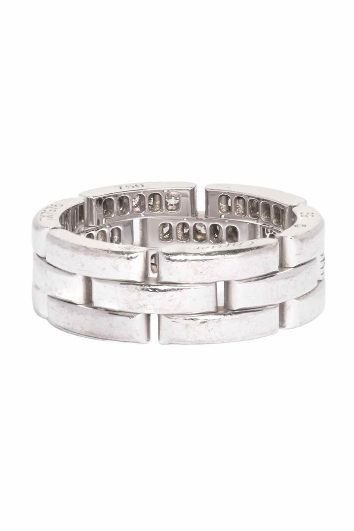 Cartier Size 8.5 2013 18k White Gold Triple Row Diamond Maillon PanthÃ¨re Ring