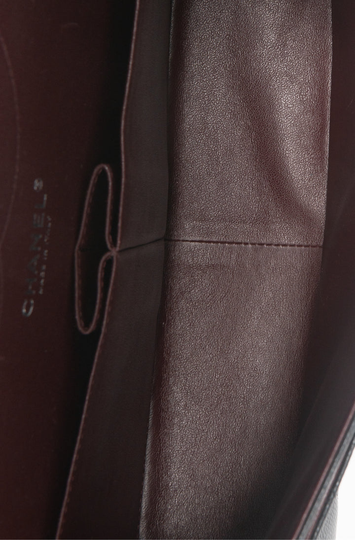 Chanel 2012 Jumbo Caviar Leather Double Flap Shoulder Bag