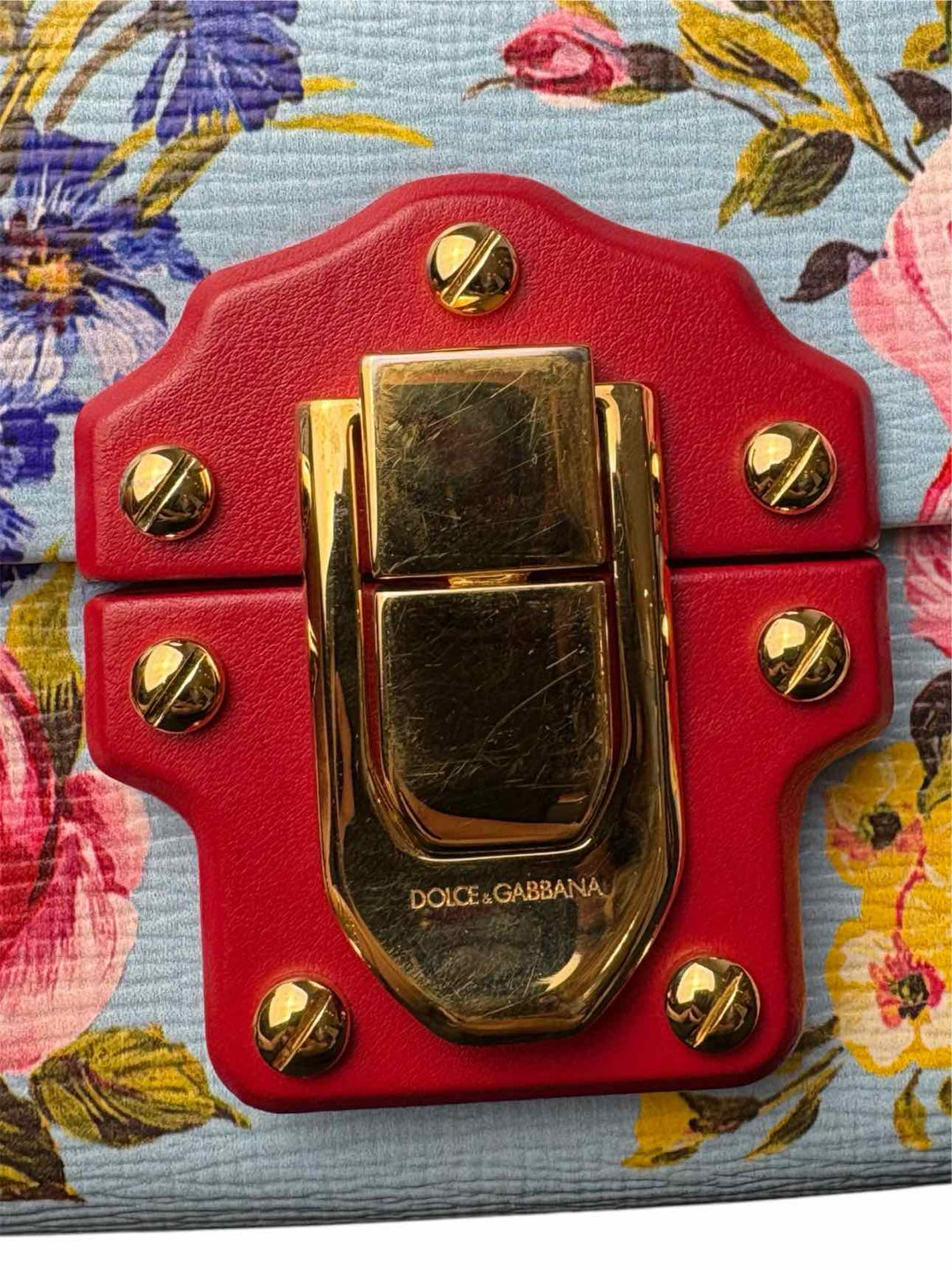 Dolce & Gabbana Lucia Floral Leather Shoulder Bag Purse
