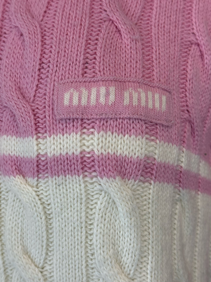 Miu Miu Size 38 2022 Cable-Knit Zip-Front Wool & Cashmere Cardigan