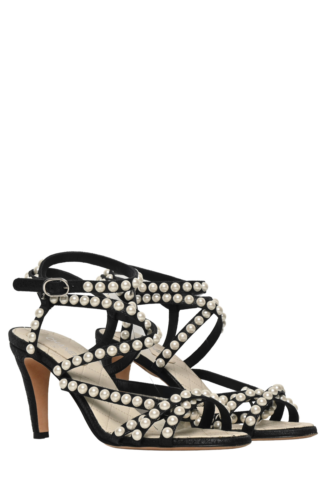 Chanel Size 37 Faux Pearl Strappy Sandals