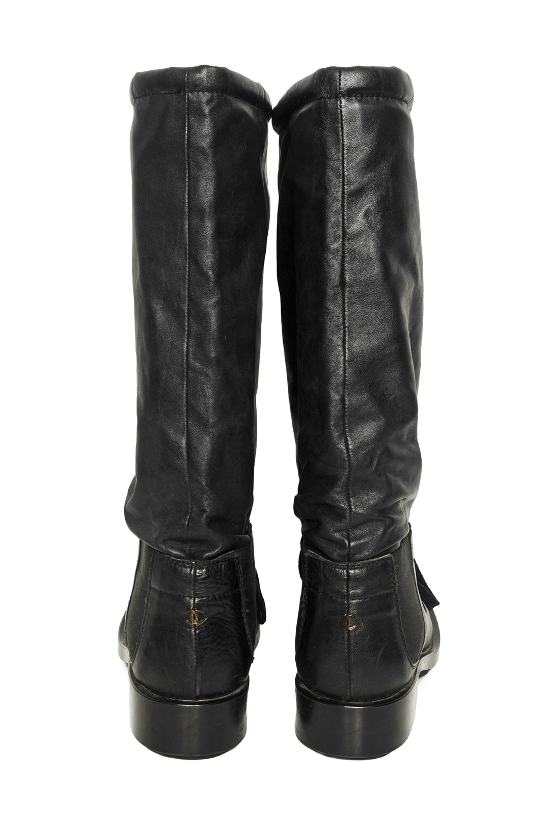 Chanel Size 36.5 2011 Interlocking CC Logo Lace Up Boots