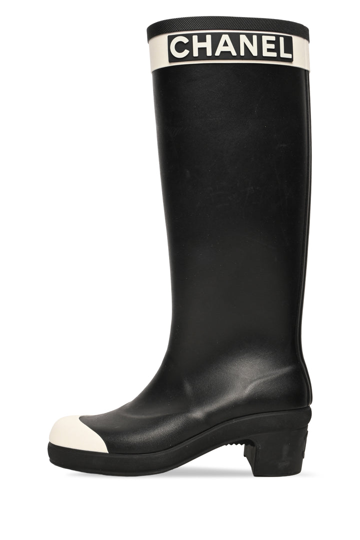 Chanel Size 36 Logo Rubber Rain Boots